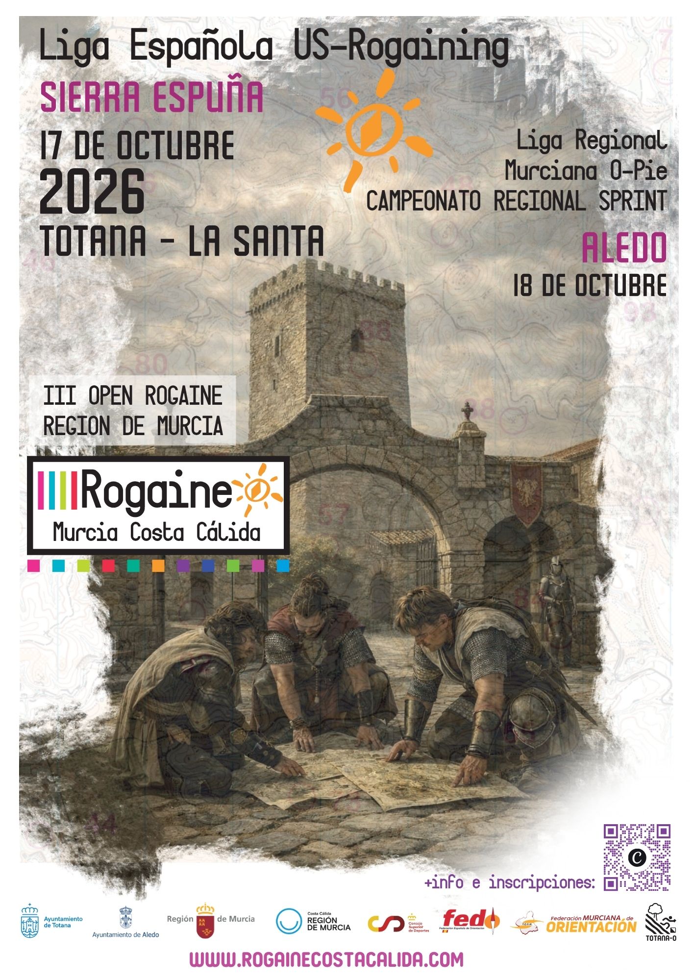 Cartel del evento: Liga Española US-Rogaining, Sierra Espuña, 17 de octubre de 2026, Totana – La Santa